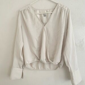 A New Day | Women’s Long Sleeve V-Neck Wrap Blouse Cream M
